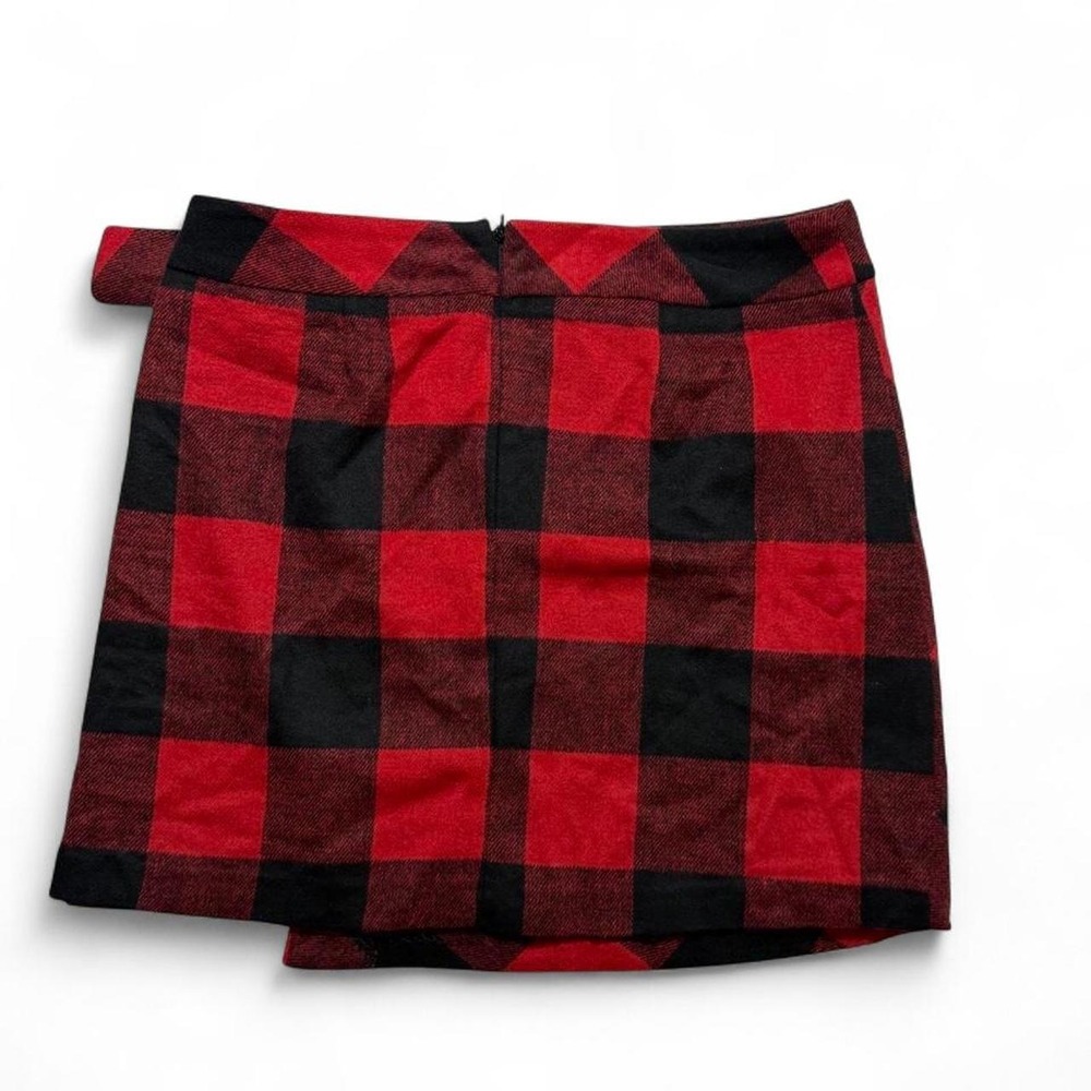 Next Red Black Buffalo Plaid Wool Blend Mini Skirt